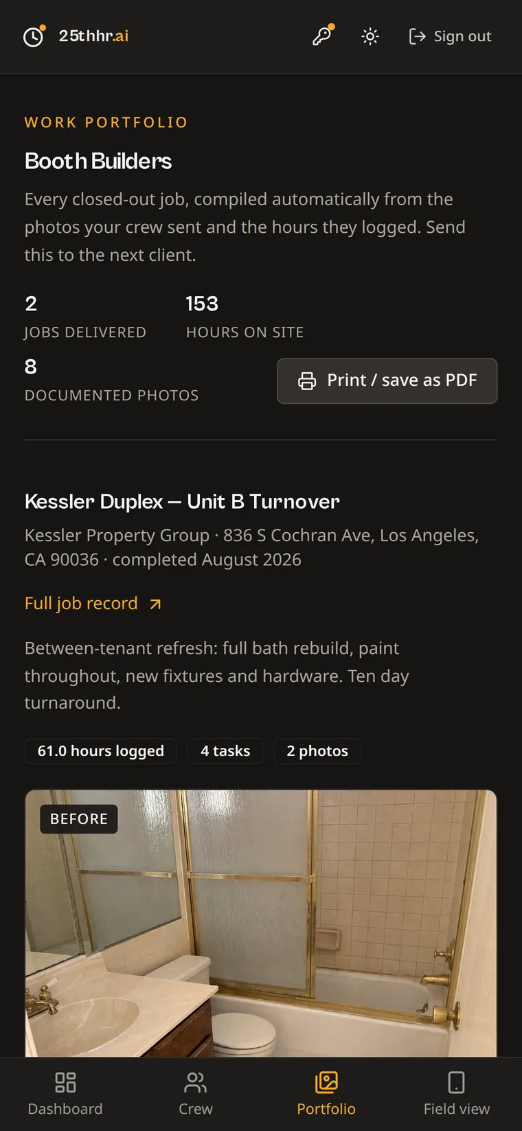 Work portfolio compiled automatically from delivered jobs